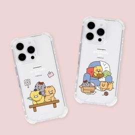 [S2B] KAKAO FRIENDS CHOONSIK Clear TPU+PC Bumper Case – Crystal Clear, Shock-Absorbing, Camera & Button Protection for iPhone & Galaxy - Made in Korea